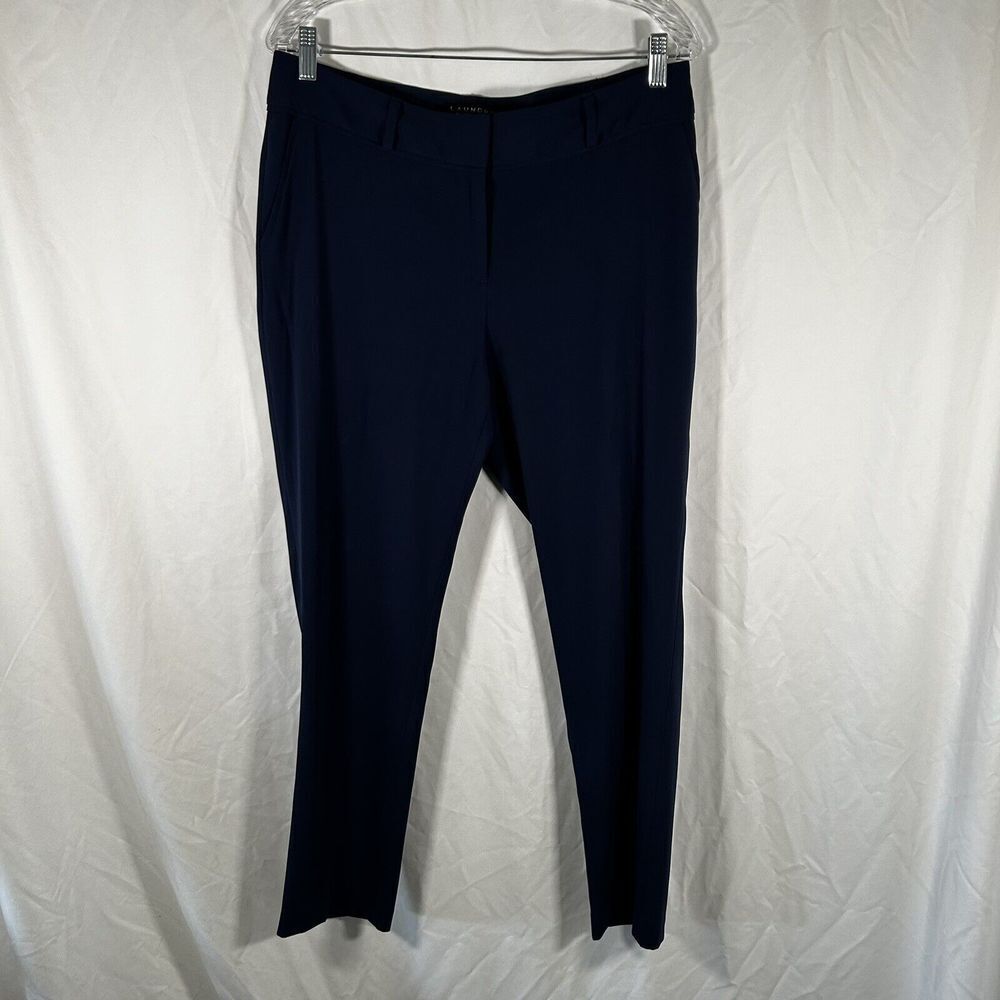 Laundry by Shelli Segal Dress Pants Women's 10 Blue Mid Rise Button Zip